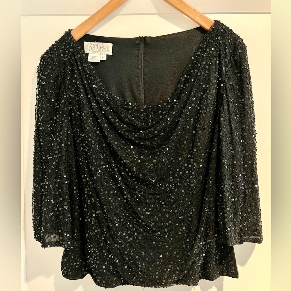 Bob Mackie Vintage Black Sequin Blouse